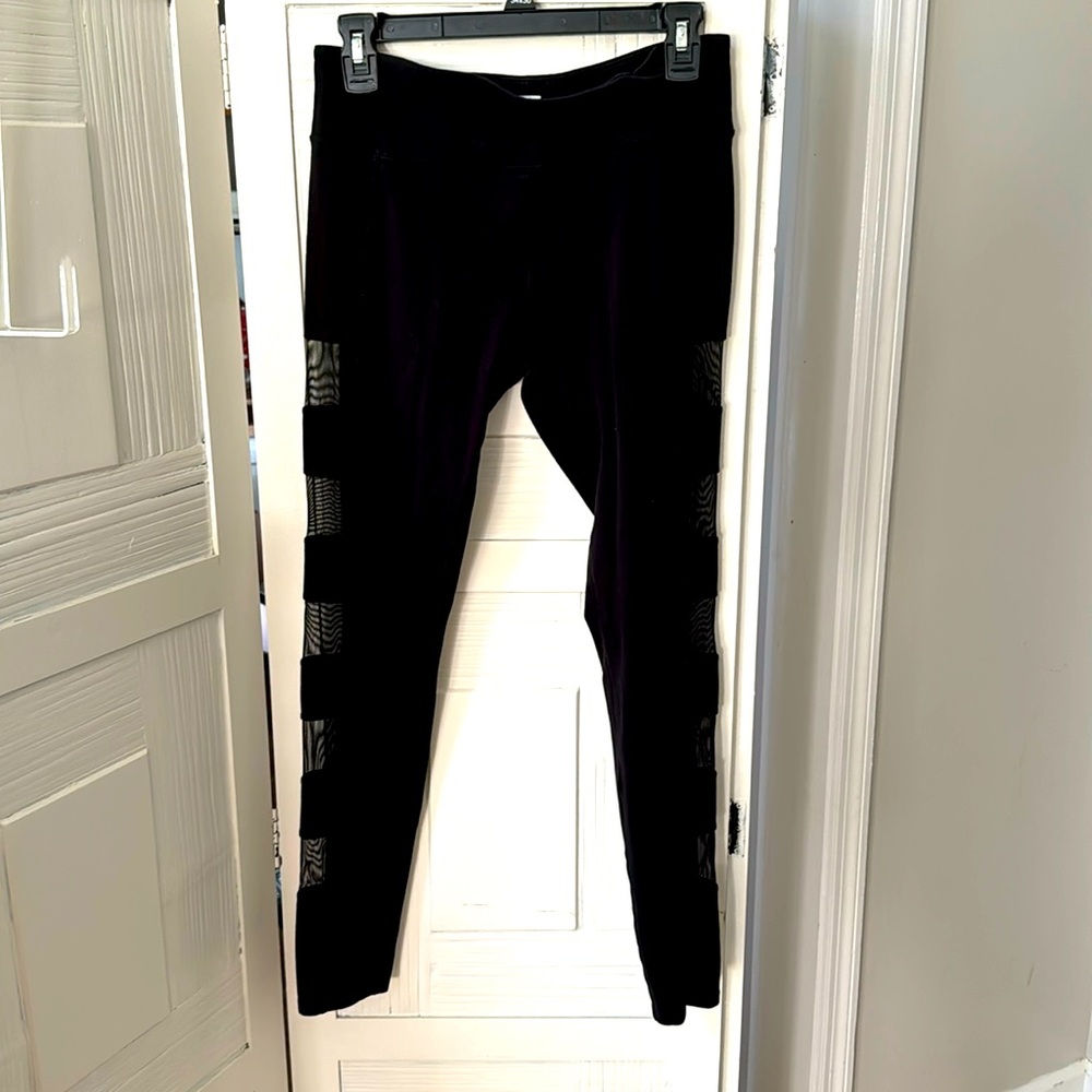 Black Mesh Cutout Workout Leggings